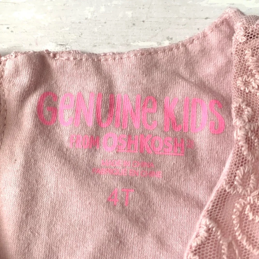 OshKosh 4T Girls Pink Lace Dress Long Sleeves Toddler Size 4 Genuine Kids